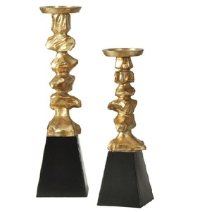 Handmade Gold & Black Metal Decorative <b>Candle</b> Holder Metal <b>Candle</b> Stand <b>Set</b> of 2 With Glass for Home Office Festival Decor Use - Product Image 5