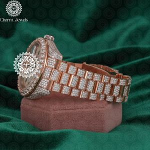 Charm_Jewels Luxury Rose Gold Women's Analog Quartz <b>Watch</b> With <b>Diamond</b> Bezel And Sapphire Crystal 36mm Round Dial Folding Clasp - Product Image 2