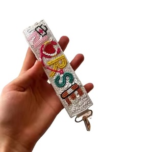 Luxury Seed Beads Embroidery Keychain Fashion Accessory Cute Handmade Seed Beads Keychain With Modern Pattern - Product Image 2