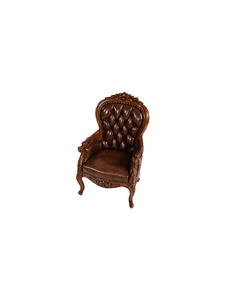 Fauteuil en cuir et bois massif de style européen, idéal pour la maison, le bureau, la chambre, le salon, la salle à manger, l'hôtel, la réception, le balcon, style antique - Product Image 6