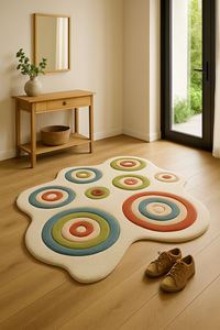 Colorful rings design Handmade Modern Area <b>Carpet</b> Custom Tufted Wool Irregular Shaped Home Decor for Living Room Picnic - Product Image 3