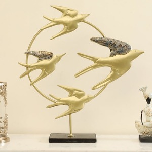 Round Birds Design Gold Metal <b>Table</b> Sculptures For Home Decor And Used As A Return Gift For Events And Parties From India - Product Image 5
