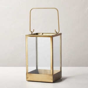 Wholesale Home, Outdoor and Events Decorative Gold Metal Framed Glass <b>Hurricane</b> Candle Holders - Product Image 3