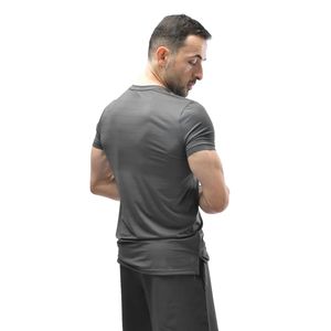 Men's <b>Charcoal</b> Gray Slim Fit Crew Neck Short Sleeve <b>T</b> <b>Shirt</b>, Plain Basic Tee for Everyday Casual Wear - Product Image 6