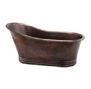 Baignoire ovale autoportante en cuivre martelé sans couvercle, baignoire en métal pour adultes, pour salle de bain à domicile - Product Image 3