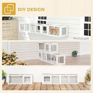 Tunnel per Gatti da Esterno in Legno da 249 cm con 8 Porte Bianche, Design Combinabile - Product Image 5