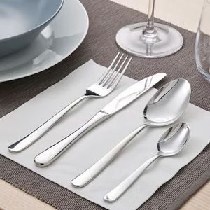 Ensemble de couverts en métal élégant, cuillère, fourchette, couteau en acier inoxydable de qualité supérieure, collection de vaisselle de table pour la cuisine - Product Image 1