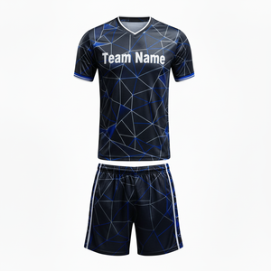 Custom Sublimated Soccer Jersey Set Unisex V-Neck Short Sleeve Geometric Print Player Name Moisture Wicking Garment Dyed - Product Image 1