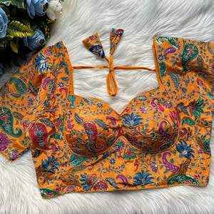 Chemisier de mariage simple en lin épais 100% coton pour femme |   Broderie de designer, lavable, impression numérique, style indie folk ethnique | - Product Image 4