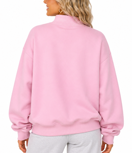 Pull-over décontracté à col roulé pour femme, 100 % coton molletonné, tricoté, écologique, respirant, hiver, manches courtes, personnalisable, tendance - Product Image 2