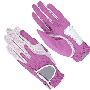 Gants de golf unisexes en cuir personnalisables, rose magenta et blanc, légers, respirants, avec dos en maille, antidérapants, fermeture auto-agrippante - Product Image 3