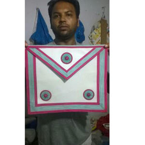 Delantal masónico de piel de cordero bordado a mano, conjunto de regalia y collar para Maestro Masón Real y Selecto, delantal y collar de piel de cordero, hecho a mano 2026 - Product Image 5