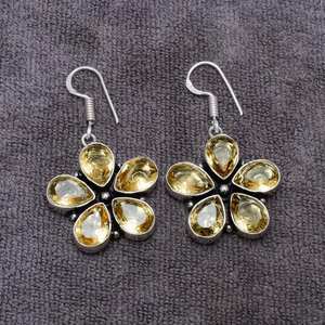 Handmade Citrine Flower Earrings 925 Sterling Silver Gemstone <b>Jewelry</b> Elegant Women Gift Unique Nature <b>Inspired</b> Design - Product Image 1