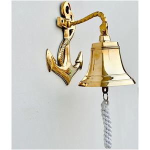 Campana de Metal de Latón Sólido para Decoración de Puerta, Diseño Náutico Vintage con Serigrafía, Campana Colgante de Pared con Acabado Pulido y Música - Product Image 1