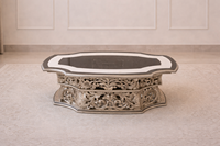 Ensemble de meubles de salon élégant en teck moderne, orné d'argent, luxueux, confortable et personnalisable, canapé, chaises, table - Durable, fabriqué aux États-Unis