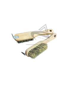 8x2 Inches Horse Grooming Tools Brush with Wooden <b>Handle</b> Horse Hoof <b>Pick</b> Cleaning Brush Horseshoe Type - Product Image 3