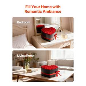 Forever <b>Flowers</b> 50 Red Preserved Roses Heart Shape <b>Box</b> Immortal <b>Bouquet</b> for Birthday Valentine's Day Christmas Present Delivery - Product Image 6