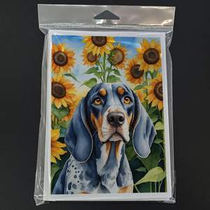 Bluetick Coonhound en Sunflowers Whimsical A7 Tarjetas de felicitación en blanco Paquete de 8 con sobres 5x7 Tamaño de nota - Product Image 3