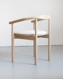 Silla de Comedor Nórdica Hecha a Mano de Madera de Teca Sólida, Silla con Brazos de Estilo Escandinavo Moderno, Asiento Tapizado, Color Personalizado, Muebles para el Hogar - Product Image 4