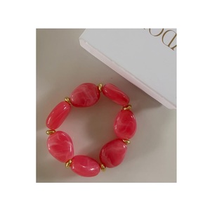 Trendy Pink Resin <b>Beaded</b> <b>Bracelet</b> Gold Plated Women Fashion Jewelry Gift with Best Quality from Best Supplier - Product Image 3