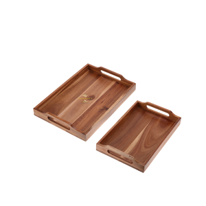 Plateau rectangulaire en bois personnalisé avec logo, plateau de service en bois massif naturel pour hôtel, restaurant - Product Image 6