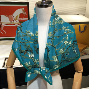 90CM Hot Sell Twill Silk <b>Scarf</b> Fashion Shawl Brand Van Gogh Oil Painting <b>Square</b> <b>Scarf</b> Women Hijab Bandana Foulard Head <b>Scarves</b> - Product Image 1