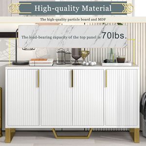 Modern Four-Door <b>Sideboard</b> with Metal Handles and Legs Adjustable Shelves <b>Kitchen</b> Cabinet - Product Image 5