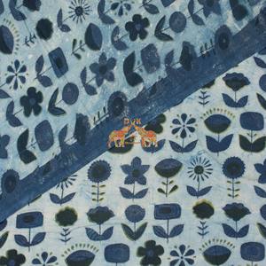 Tissu indien 100% coton doux, imprimé Dabu, résistant à la boue, imprimé à la main, imprimé au bloc, couleur bleue, pour chemises et costumes - Product Image 4
