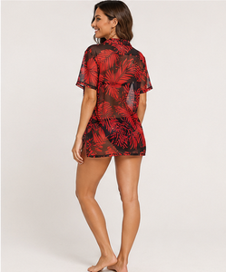 Camisa Hawaiana Holgada para Mujer, Personalizada con Estampado Floral Tropical, Manga Corta, Abotonada, Ropa de Playa para Vacaciones de Verano - Product Image 2