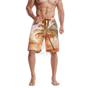 Short de bain pour homme à imprimé palmiers côtiers, léger, séchage rapide, avec cordon de serrage élastique à la taille et poches utilitaires - Product Image 5