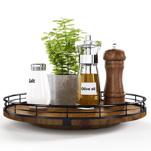 Estante giratorio de madera Lazy Susan para especias, alimentos, despensa, almacenamiento, exhibición decorativa, cocina, de Blossom Craft India - Product Image 6