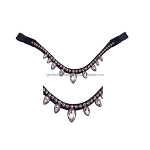 Bandas para cejas de caballo con cuentas de cristal de cuero personalizadas mejor diseñadas Bandas para cejas de brida de caballo occidental a los mejores precios - Product Image 4