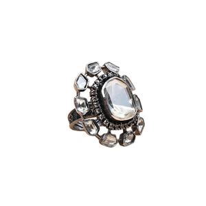 Diseño personalizado posible para plata oxidada 14K chapado en oro Moissanite cristal piedra tachonado mujeres anillos para boda Oficina desgaste - Product Image 1