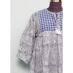 Vestido Largo Bohemio con Estampado Floral, Ecológico, Cuello Redondo, Manga Larga, Algodón, para Mujer, Uso Diario, Fabricante Indio - Product Image 2