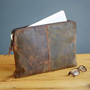 Funda de Piel Auténtica de Alta Calidad para Portátil, Diseño Personalizado con Logotipo, Estilo Vintage para MacBook Air Pro 13, Venta al Por Mayor - Product Image 3