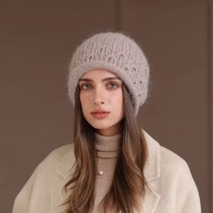 Bonnet élégant tricoté à la main avec décoration en strass pour femmes, couleur unie, casquette chaude d'hiver, style décontracté, taille adulte 56-58CM - Product Image 4