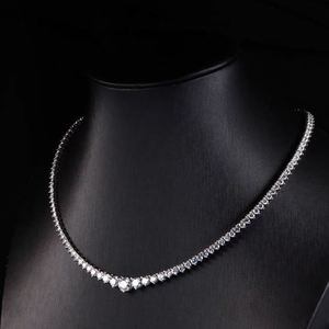 AMBER JEWELS Collar de Diamantes de Oro Blanco Unisex, Corte Brillante, Certificado IGI, Joyería Clásica para Bodas, Diamantes Naturales de Color E - Product Image 2