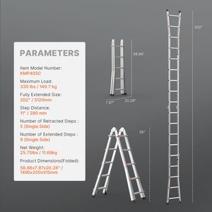 Scala Telescopica Portatile Multifunzione in Alluminio da 17 Piedi per Camper, Estensibile fino a 28 Piedi di Altezza - Product Image 5