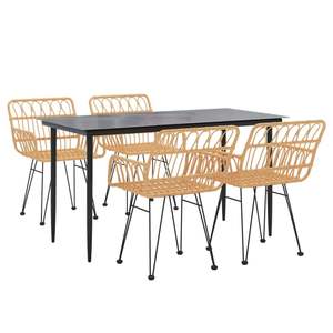 Conjunto de Comedor de Jardín de Acero Negro Resistente, Muebles de Patio Medianos - Product Image 3