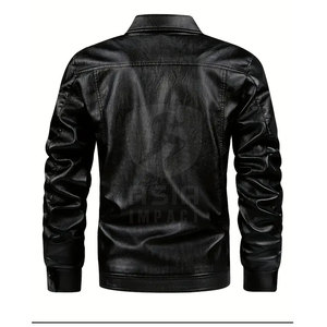 Veste en cuir pour homme urbain, élégante, matériau durable, coupe confortable, parfaite pour l'hiver, style streetwear - Product Image 2