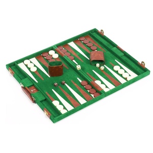 Juego de Backgammon de Lujo en Terciopelo Verde, Tablero de Cuero Premium, Juego de Mesa Clásico de Madera, Juego Educativo de Inteligencia para Adultos - Product Image 1