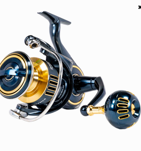 MEILLEURE OFFRE pour moulinet de pêche 8000-P noir et or, moulinet spinning en métal avec frein magnétique, 6+1 roulements, rapport de transmission 5.2:1, fixation fixe - Product Image 2