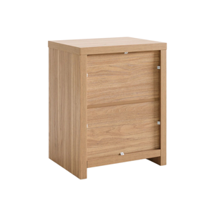 Modern Round Wooden Nightstand with Double Drawer, Curved Bedside Table Solid Wood Storage Cabinet for Bedroom Furniture - Product Image 3