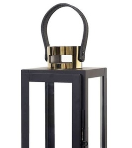 Wholesale Factory Selling Metal & Glass <b>Lantern</b> With Leather Handle & With Matt <b>Black</b> Finish Candle <b>Lantern</b> for Outdoor & Home - Product Image 2