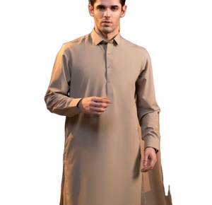 Shalwar Kameez pour hommes de qualité supérieure en design classique de couleur unie riche, vêtements ethniques à manches longues pour les occasions spéciales - Product Image 3