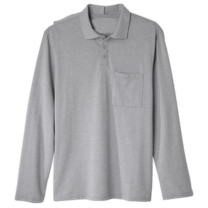 Men's Black or <b>Grey</b> 100% Polyester with Knitted Collar Self Fabric Cuffs with Left Chest Pocket Long Sleeves <b>Polo</b> <b>Shirt</b> - Product Image 4
