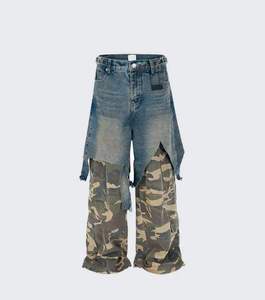 Pantalon en jean patchwork déchiré tendance OEM 2026 – Personnalisation du tissu, de la coupe, du délavage et du design – Qualité supérieure, coutures robustes - Product Image 4