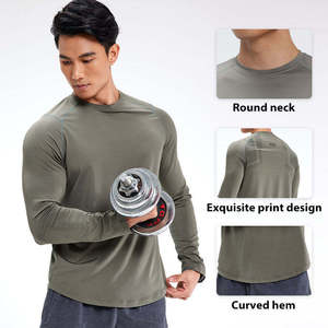 เสื้อคอมเพรสชั่นผู้ชาย แขนยาว แห้งเร็ว คอกลม ผ้ายืดสแปนเด็กซ์/โพลีเอสเตอร์ เสื้อยืดออกกำลังกาย ปั่นจักรยาน วิ่ง เล่นกีฬา - Product Image 3