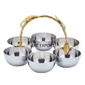 ชุดชามเครื่องครัวสแตนเลสขัดเงาสีทองสำหรับร้านอาหารอลูมิเนียมสีทอง - Product Image 1