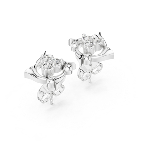 Boucles d'oreilles de fiançailles en or blanc 14 carats avec diamant rond cultivé en laboratoire pour femmes |   Nouveau diamant cultivé - Product Image 1
